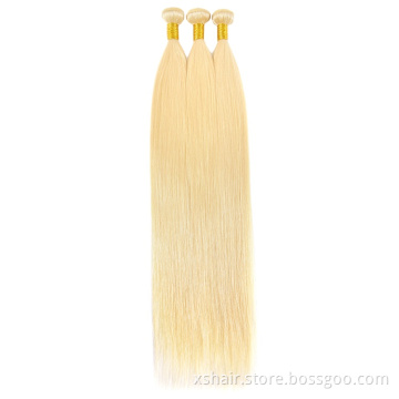 Factory Direct Indian Human Hair Weaves Silky Straight 613 Blonde Human Hair Bundles with 4*4 13*6 Lace Closure